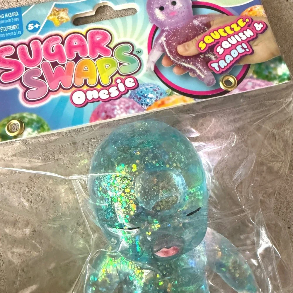 Sugar Swaps Baby Orb Blue Glitter Squishy Baby Sensory Toy NEW
